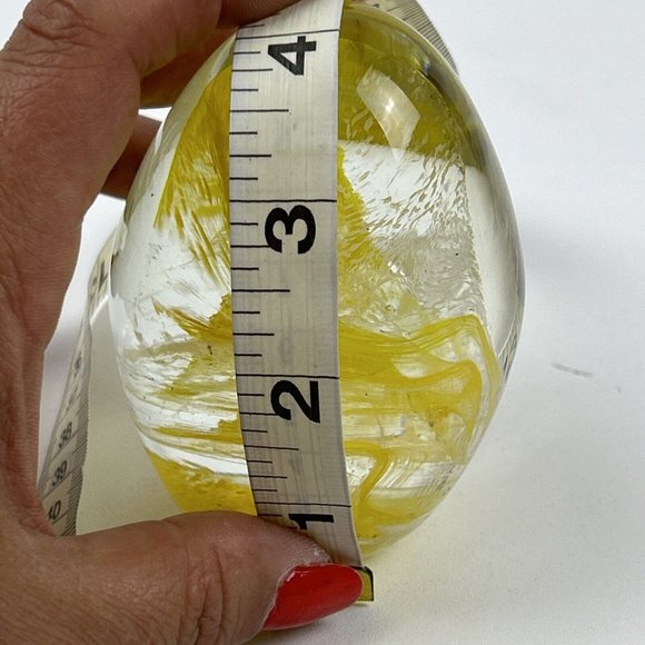 Anthony Tony DePalma Wheaton Vintage Yellow Swirl Egg Shaped Signed Paper Weight - Picture 8 of 8